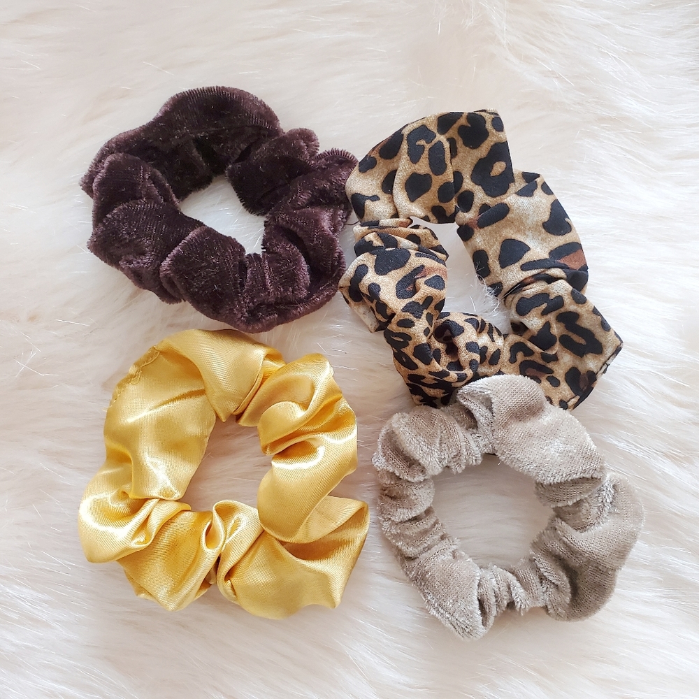 Hair Scrunchies Cheetah Print Pack of 4